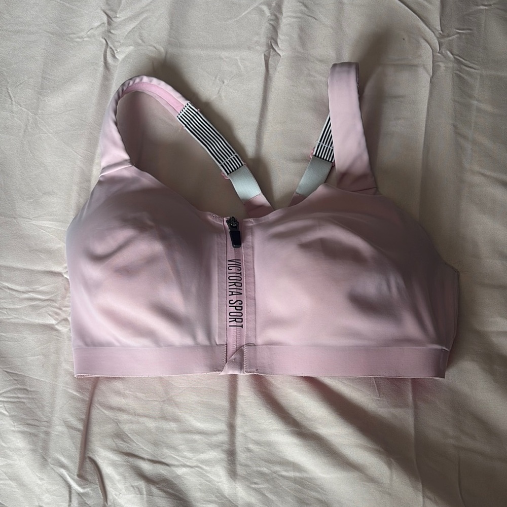 Victoria Sport Light Pink Zipper Sports Bra